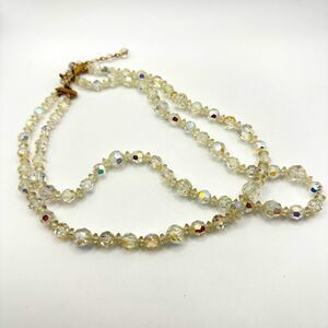 Vintage Lisner Aurora Borealis crystal double strand necklace!